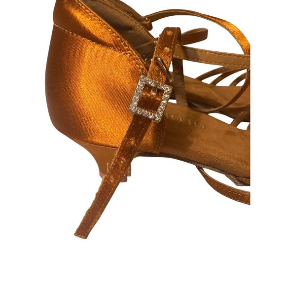 Satin Ballroom Dance Shoes Women Size 8 Rhinestone Buckle Strap OLORA - Picture 4 of 6